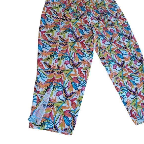 Women's 3X Wide Leg Island Lounge Pants Tropical Floral Flowy Relaxed - Picture 9 of 16